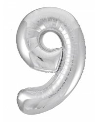 Шар Agura Slim серебро цифра 9 (40''/102 см) 754597
