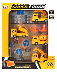 Набор машинок инерционных "Спецтехника"(29х23,5х5 см)(4 машинки,дор. знаки)в кор. ( Арт. 1913734)