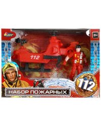 Набор пожарных (1 фигурка) с вертолетом, в кор.17*24,3*6,1см ИГРАЕМ ВМЕСТЕ в кор.2*48шт