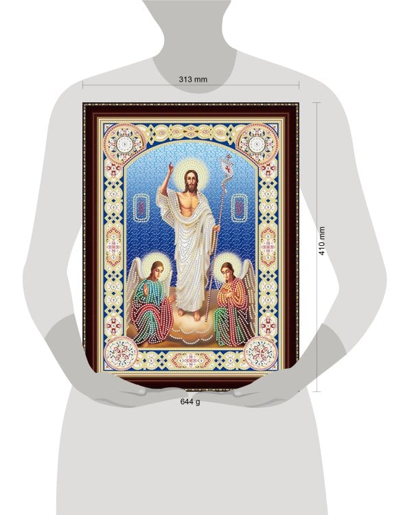 Алмазная мозаика 30х40 см с подрамником c част. зап. (блест) Икона Воскресения Христова (Арт. BH037)