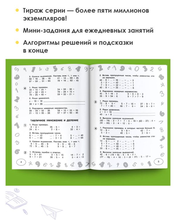 Математика. Мини-примеры на все темы школьного курса. 3 класс