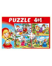 ПАЗЛЫ 4 в 1. СКАЗКИ ИЗ ДЕТСТВА (8, 12, 15, 20 эл.) (Арт. П-6106)