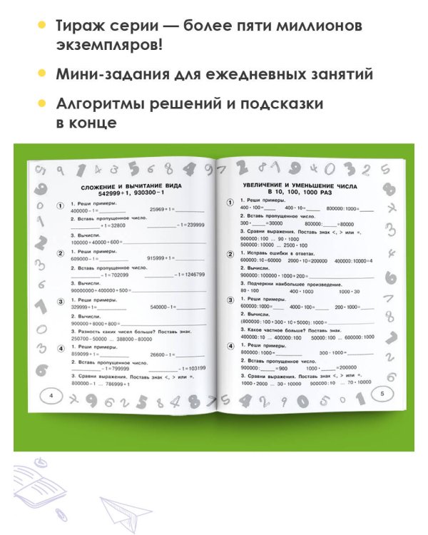 Математика. Мини-примеры на все темы школьного курса. 4 класс