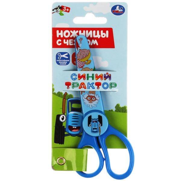 Ножницы Синий ТРАКТОР с чехлом на карт. Умка в кор.30*12шт