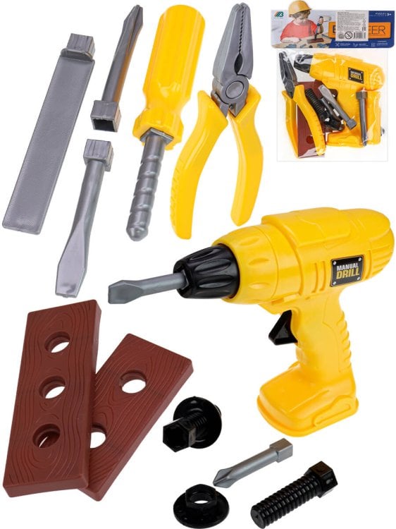 Набор инструментов"Ремонтное дело"(38,5х26,5 см)(14 предметов,дрель инеционная,в пакете) 2318217