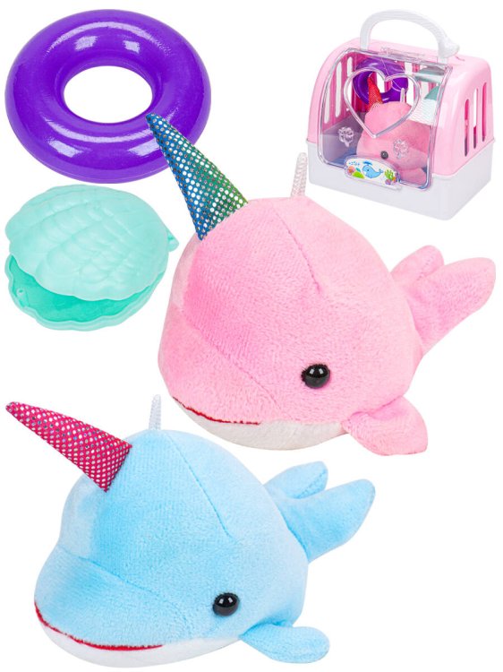 ИГРОВЫЕ НАБОРЫ С ПИТОМЦАМИ (Рыжий Кот) Игрушка мягкая "КИТ-ЕДИНОРОГ ПЕРЕНОСКЕ " (аксесс,4 шт. в ш/б) (Арт. 1868041) кратно 4