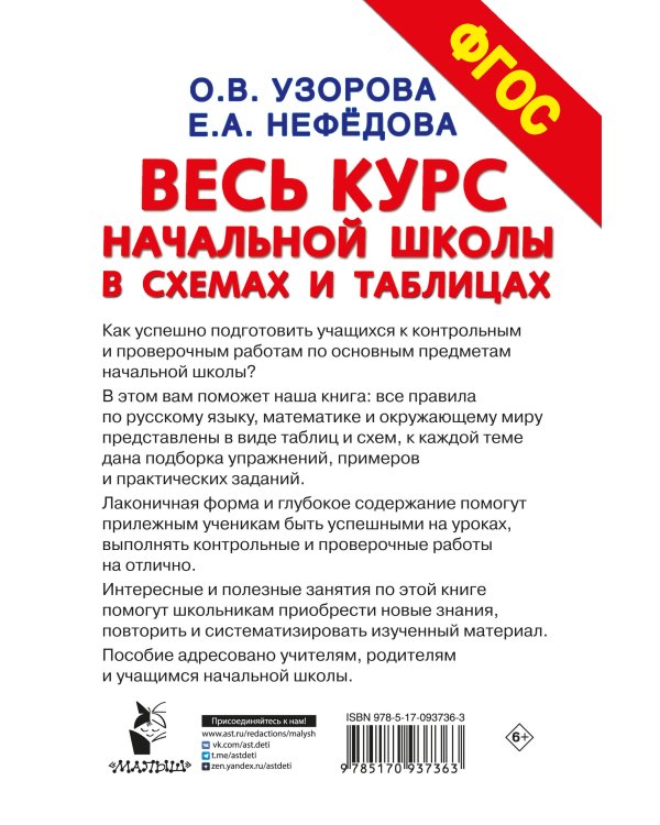 Весь курс начальной школы в схемах и таблицах. 1-4 класс. Русский язык, математика, окружающий мир