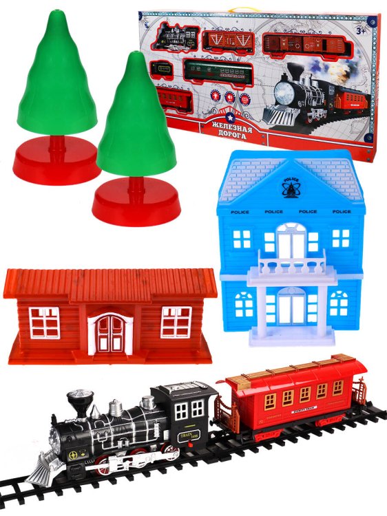 Железные дороги на батарейках, ручные (Рыжий Кот) "Железная дорога (80,5х6х39) ""Большое путешествие"" (35 дет.,свет, звук) (Арт. T659-D7206)