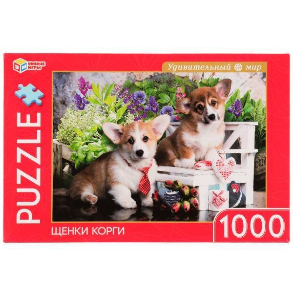 Щенки корги. Пазлы классические в коробке 1000 деталей. Умные игры в кор.10шт