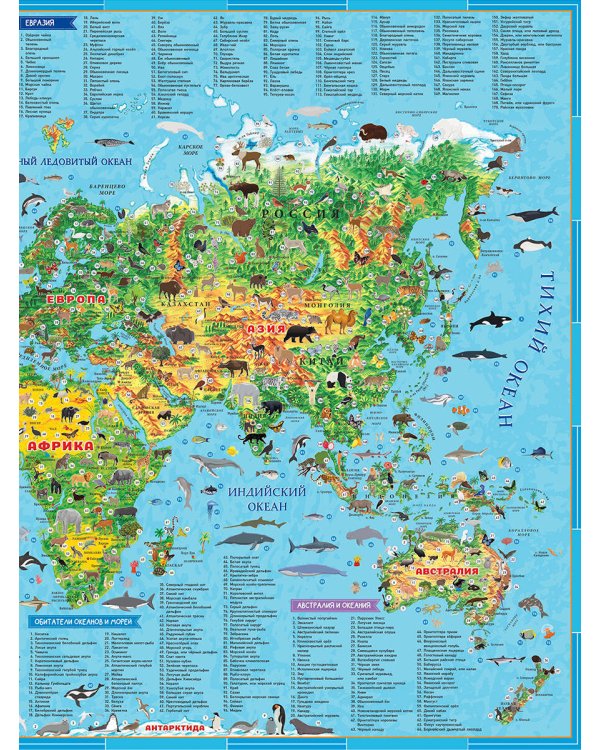 Наша планета. Животный и растительный мир. Карта для детей