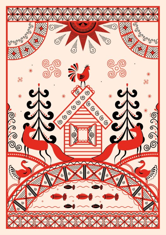 Блокнот Жили-были. Мезенская роспись «Лиса» (формат А5, 144 стр., блинтовое тиснение, тонированный блок)