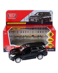 Машина металл "LEXUS LX-570", длина 12 см,откр дв, багаж, инерц, ЧЕРНЫЙ Технопарк в кор.2*36шт