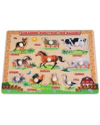 Игрушка деревянная "БУРАТИНО" вкладыш "Домашние животные" в пленке (русс. уп.) в кор.100шт