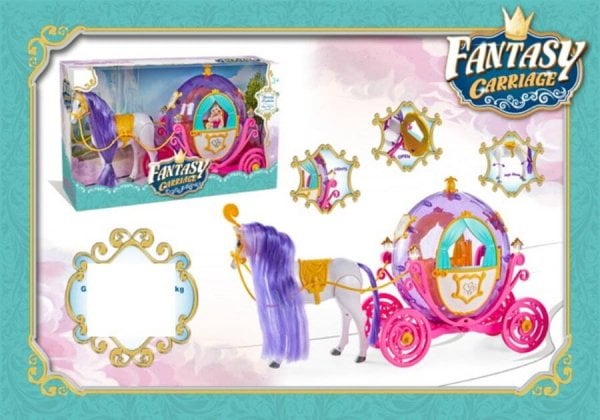 Карета для куклы.Сказочная лошадь(лошадь ход,свет,звук,5*АА не в ком,в кор.)(60х20х34 см)арт.2045539