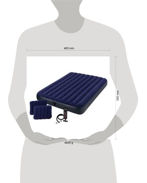 Матрас надувной CLASSIC DOWNY AIRBED 152x203x25 см (ручной насос+2 подушки) INTEX. Арт. 64765