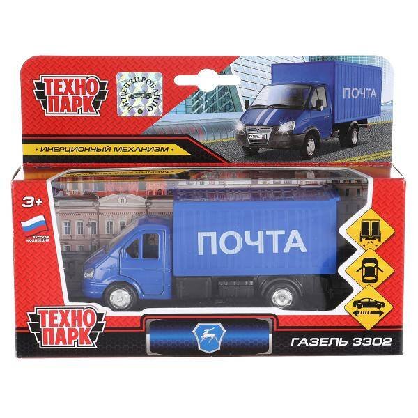 Машина металл ГАЗЕЛЬ почта 12 см, двери, багажник, инерц., кор. Технопарк в кор.2*24шт
