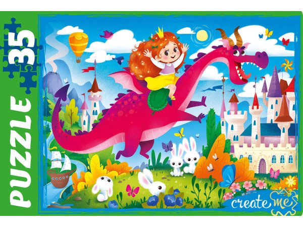 03. МАКСИ-ПАЗЛЫ 35 элементов (Рыжий Кот) МАКСИ-ПАЗЛЫ 35 элементов. ПРИНЦЕССА И ДРАКОН (Арт. П35-0696)