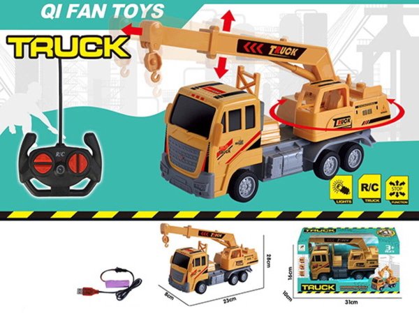 Грузовики, техника Р/У (Рыжий Кот) Машинка на р/у "Кран"(23х8х28 см)(свет,USB провод,3,7В в к-те, 2*АА не в к-те,в кор.) (Арт. 2171162)