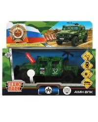 Машина металл АРМЕЙСКИЙ ВНЕДОРОЖНИК ПИКАП 12 см, двери, багажн, песоч, кор. Технопарк в кор.2*36шт