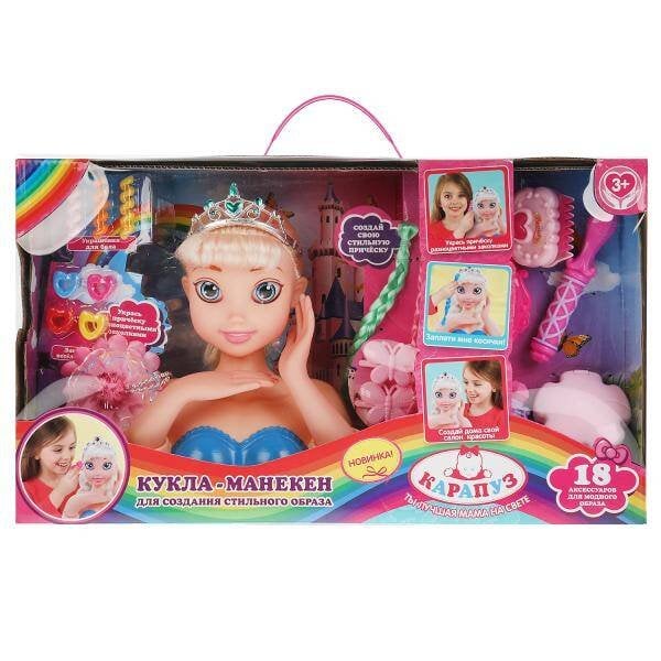 Кукла-манекен 18 см, с 18 аксессуарами для волос, в кор. КАРАПУЗ в кор.12шт