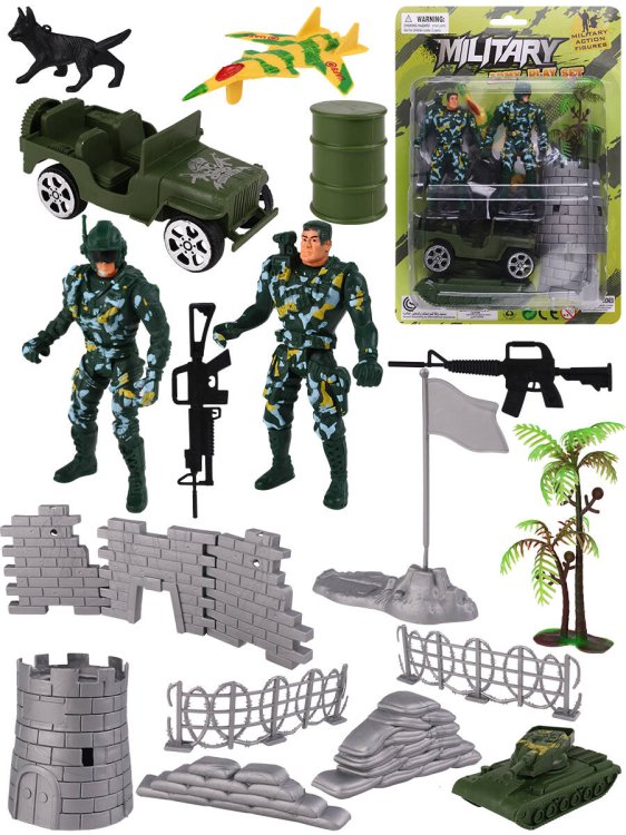 Игровой набор "Военные-2"(солдатики 2шт.,машина и пр.,в блист.) ( Арт. 2083640)