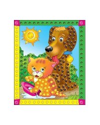 МОЗАИКА ИЗ ПАЙЕТОК. Формат А4. КОТЁНОК И СОБАЧКА (Арт. М-4353)