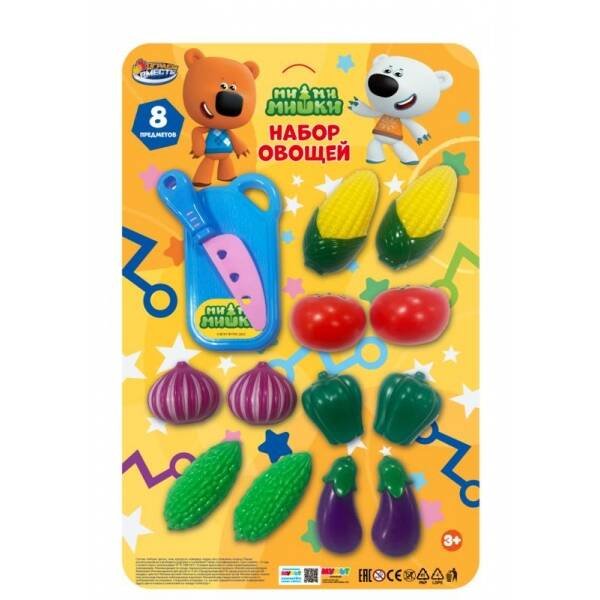 НАБОРЫ ПОСУДЫ (Умка) Набор овощей Ми-ми-мишки блист.25*38*3см ИГРАЕМ ВМЕСТЕ в кор.2*60шт