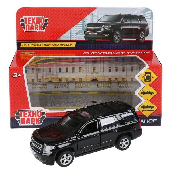 Машина металл "CHEVROLET TAHOE", длина 12 см, откр дв, багаж, инерц, ЧЁРНЫЙ Технопарк в кор.2*36шт