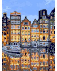 Ам-059 Алмазная мозаика 30*40 см (частичное заполнение) "Тихий Амстердам"