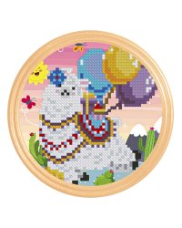 Алмаз. моз. круглая (блест), д.18 см, на картоне, с част.запол. (16цв) ВЕСЁЛАЯ ЛАМА. RDS18003