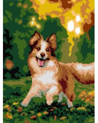 Ам-067 Алмазная мозаика 30*40 см (частичное заполнение) "Весёлый бордер-колли"