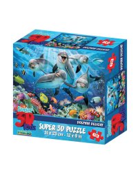 Пазл Super 3D «Дельфиний восторг», 63 дет., 4+ Размер собран. пазла 31х23см.(арт.13522) игр.-голов.