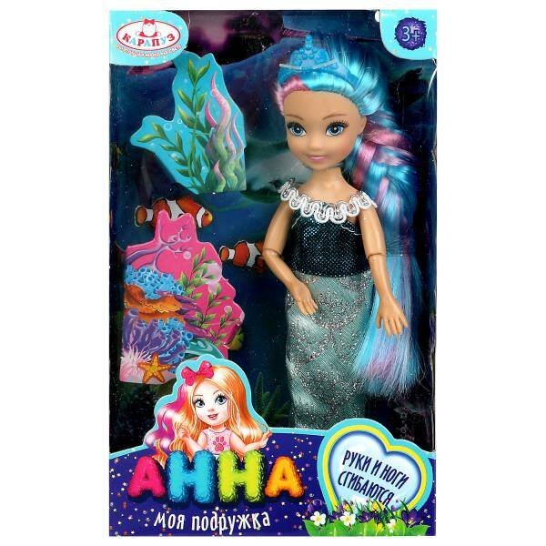 Кукла 15 см Анна, руки и ноги сгиб, русалочка, акс, кор КАРАПУЗ в кор.120шт