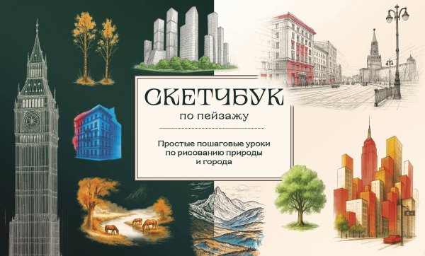 Рисование для начинающих. Скетчбуки с уроками внутри Скетчбук по пейзажу. Простые пошаговые уроки по рисованию природы и города