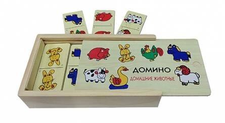 ДЕРЕВЯННАЯ ИГРУШКА. ДОМИНО "ДОМАШНИЕ ЖИВОТНЫЕ" (Арт. ИД-1472)