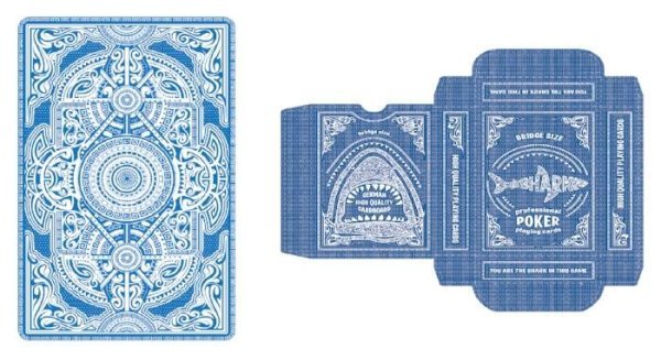 Игральные карты серия "Shark" blue 54 шт/колода (bridge size index standard, 57*88 мм) ИН-2503