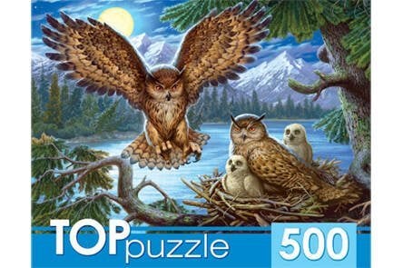 ЖИВОТНЫЕ (Рыжий Кот) TOPpuzzle. ПАЗЛЫ 500 элементов. ХТП500-4218 НОЧНЫЕ СОВЫ