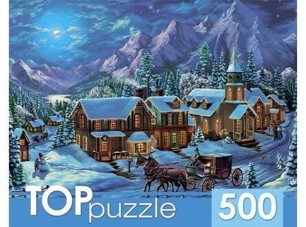 TOPpuzzle. ПАЗЛЫ 500 элементов. ХТП500-6820 Зимняя деревня в горах