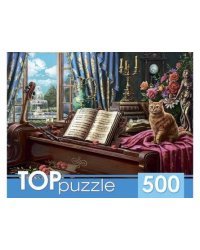 TOPpuzzle. ПАЗЛЫ 500 элементов. ХТП500-6829 Рояль и кот