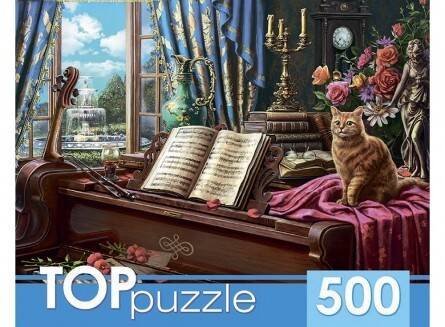 TOPpuzzle. ПАЗЛЫ 500 элементов. ХТП500-6829 Рояль и кот