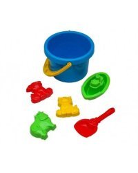 35. НАБОР №34 (ведро 1л, лопатка 22см, грабли 21см, 2 формочки "зверята") Арт. И-6755
