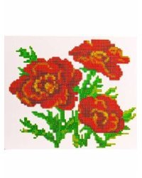 Н-р для дет.творч.Алмаз. моз. (класс.) 21х25 см на карт.с част. заполн.MyArt. КРАСНЫЕ МАКИ. НД-1454