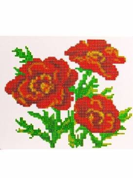 Н-р для дет.творч.Алмаз. моз. (класс.) 21х25 см на карт.с част. заполн.MyArt. КРАСНЫЕ МАКИ. НД-1454
