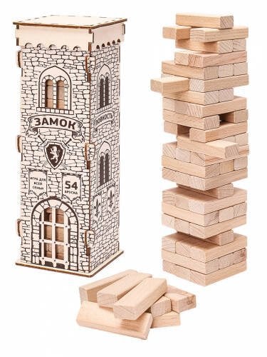 БАШНИ (MILAND) Деревянная игрушка. Игра "Башня. Замок " (28,5 см)в деревянной коробке. Конструктор 54 эл. ДК-2264
