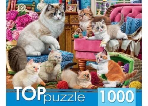 ЖИВОТНЫЕ (Рыжий Кот) TOPpuzzle. ПАЗЛЫ 1000 элементов. ХТП1000-2158 Озорные котята