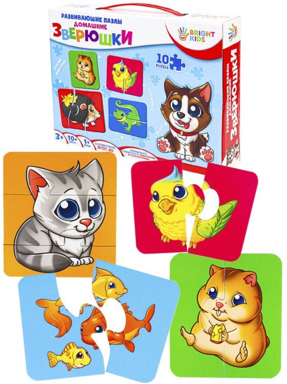 BRIGHT KIDS. Развивающие пазлы. ДОМАШНИЕ ЗВЕРЮШКИ (ИН-7625)