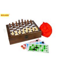 Комплект игр 2 в 1 в деревянном футляре (русское лото, шахматы), 26х19х7 см ИН-6460
