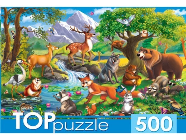 ЖИВОТНЫЕ (Рыжий Кот) TOPpuzzle. ПАЗЛЫ 500 элементов. ХТП500-4129 ЛЕСНЫЕ ЖИВОТНЫЕ