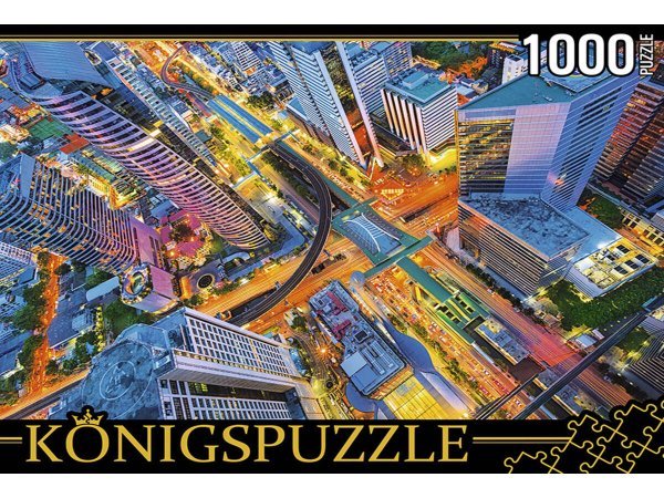ГОРОДА (Рыжий Кот) 26. Konigspuzzle. ПАЗЛЫ 1000 элементов. ГИK1000-0636 ТАИЛАНД.НОЧНОЙ БАНГКОК