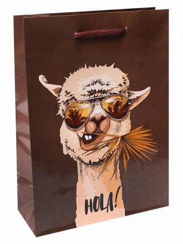 Optima Пакет подарочный с глянцевой ламинацией 26,4x32,7x8 см  (L) Дерзкая лама, 128 г ПКП-3599